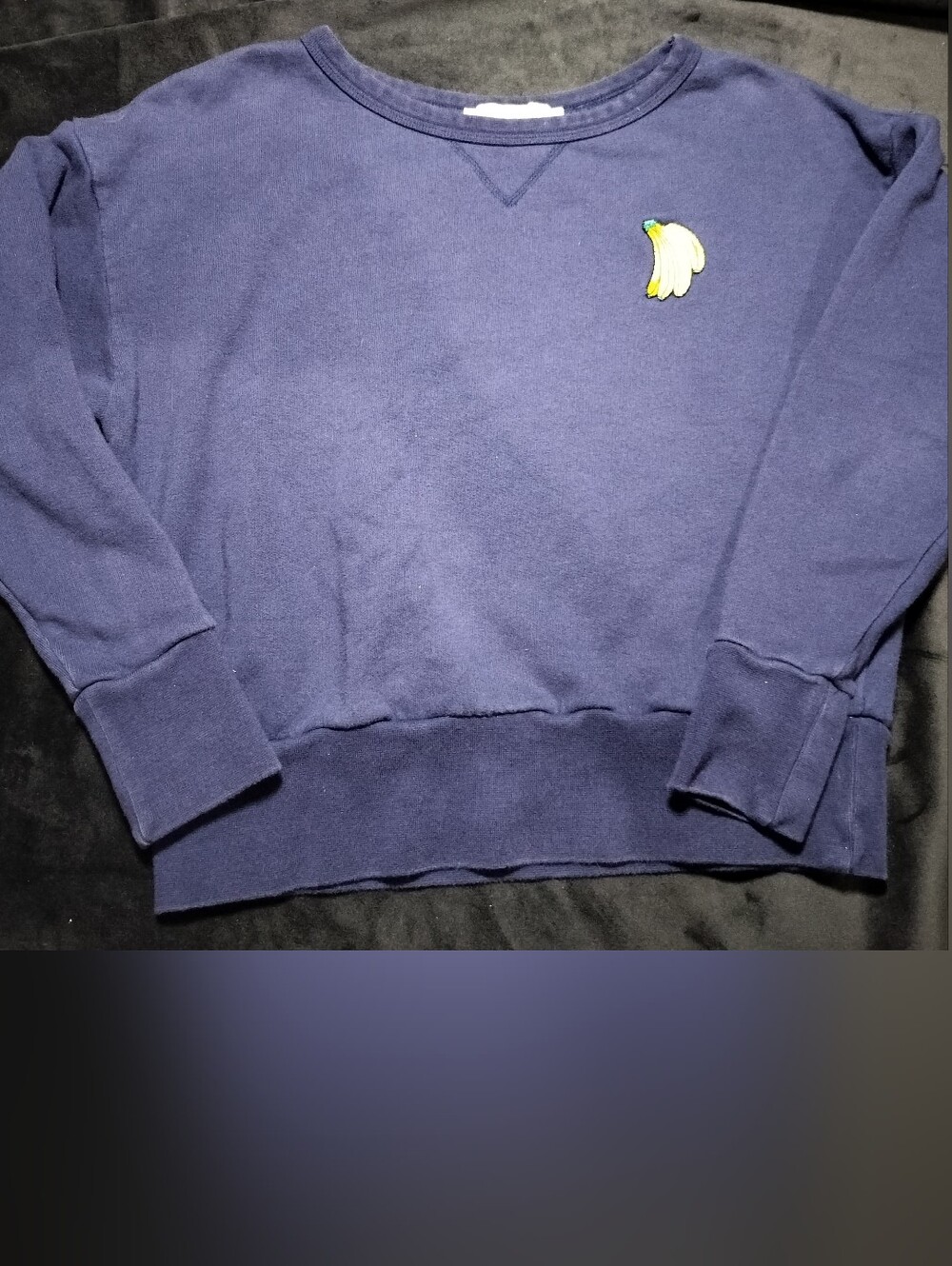 Rare être cécile Navy Crewneck Sweatshirt with Banana Patch 100% Cotton - Small